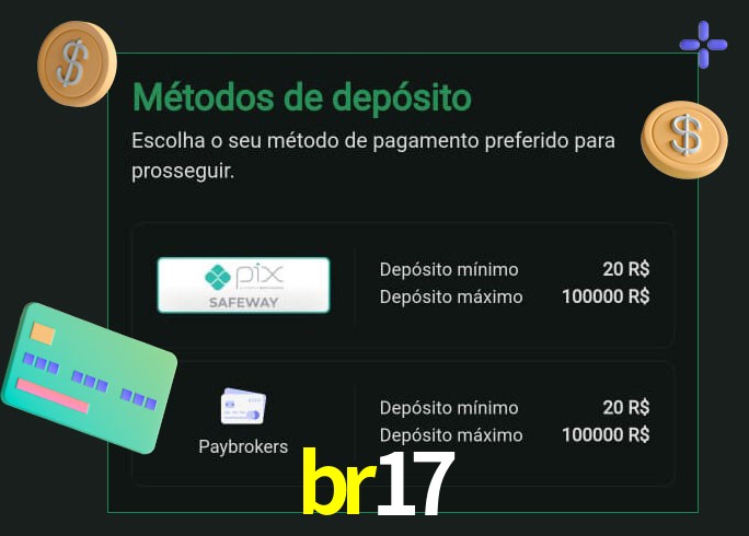 O cassino br17 oferece uma grande variedade de métodos de pagamento